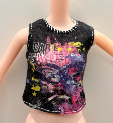 Barbie Puppe schwarz Mädchen Power Motor Bike ärmelloses T-Shirt Top