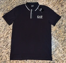 EMPORIO ARMANI $125 Polo Shirt BLACK EA7 Logo AUTHENTIC NEW Sizes L XL XXL