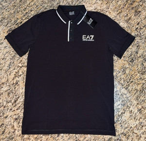 EMPORIO ARMANI $125 Polo Shirt BLACK EA7 Logo AUTHENTIC NEW Sizes L XL XXL