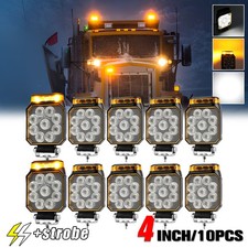 10pcs 4inch Amber Led Strobe Warning Light Flashing Emergency Work Lamp Truck 10pcs 4inch Amber Led Strobe Warning Light Flashing Emergency Work Lamp Truck