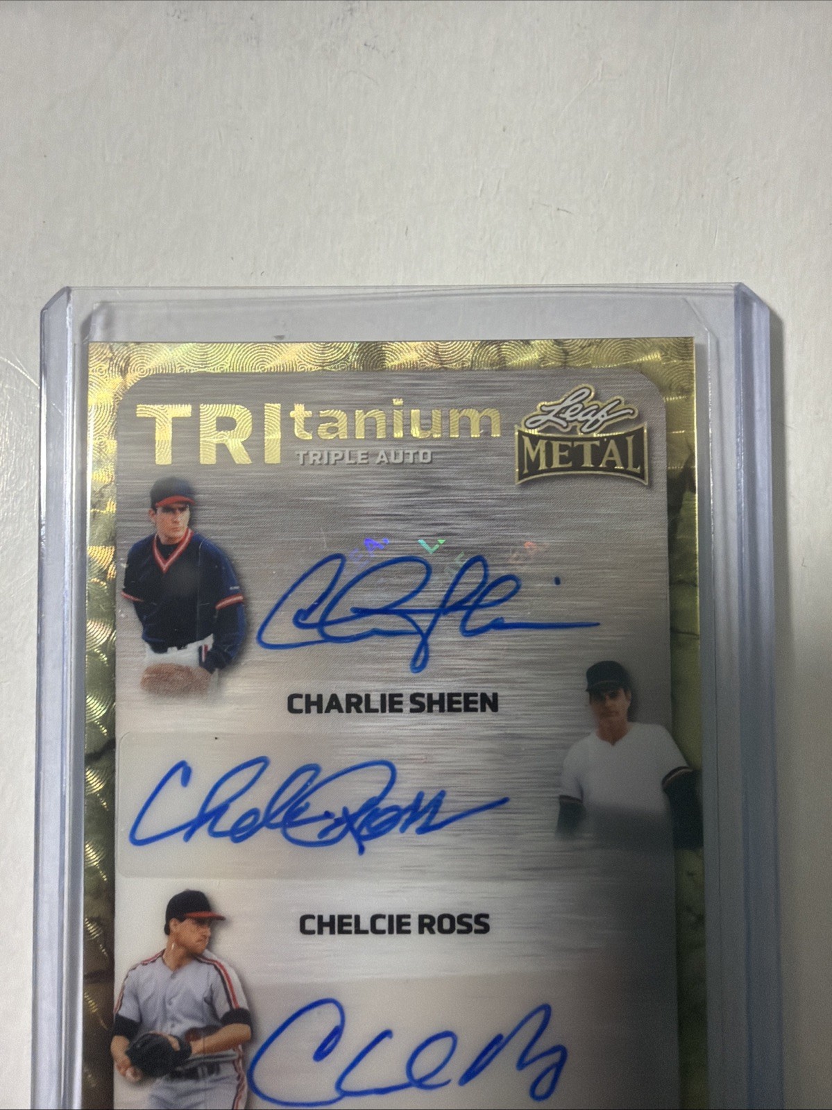 2026 Leaf Metal Baseball TRI-Tanium Auto 1/1 Charlie Sheen C Ross Charles Nagy view 3