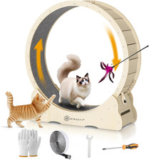 Large Cat Exercise Wheel 56 Inch - Natural Solid Wood Kitten Wheel Exerciser for