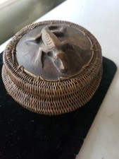 Rattan Coil Weaving Basket/wood Craved