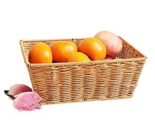 12" Poly Wicker Bread Basket, Hand Woven Food Storage Room Organizer, Fruits,...
