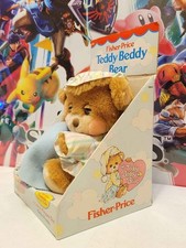 New Vintage Fisher Price 1985 Teddy Beddy Bear Toy 1401 Plush In Box w/ Blanket