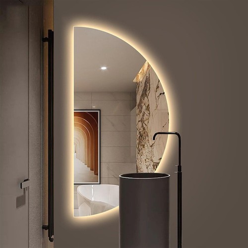 39in Half Moon Mirror -Half Moon Wall Mirror,Frameless Backlit Vanity Mirrors...
