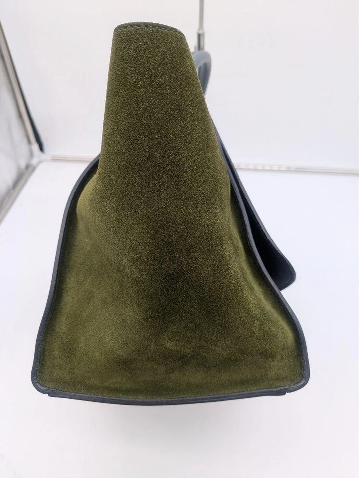 CELINE Trapeze 2way Tote Shoulder Bag Handbag Navy Burgundy Leather Beige Suede - Image 4 of 4