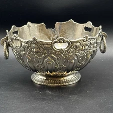 Vintage Silverplate Ornate Montieth Bowl Ring Handles Raimond Japan
