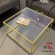 Glass Coffee Table Modern Center Table,Minimalist Coffee Standard Glass Gold
