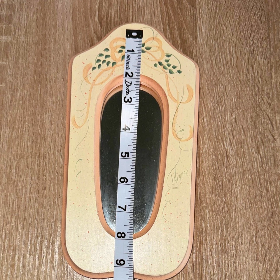 Espejo pintado a mano melocotón y crema por Wimmer | Decoración de pared Cottagecore | Vintage Foto 4 de 4