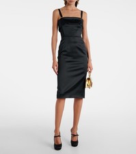 Dolce & Gabbana Spaghetti Strap Midi Dress in Black.Size 44