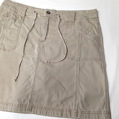 Christopher & Banks Skirt Women 12 Khaki Tan Utility Ripstop Mini Drawstring