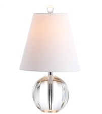 16" Clear Crystal Ball LED Table Lamp, White Modern Bedside Lamp, with White ...