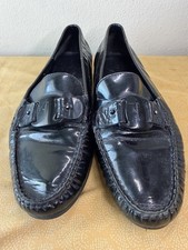 Salvatore Ferragamo Gancini Black Patent Leather Loafers Women s 10 B Italy