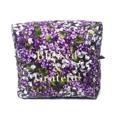 Embroidered Zipper Bag Box Pouch Makeup Cosmetic Storage Travel Large 5.5x6.75x5