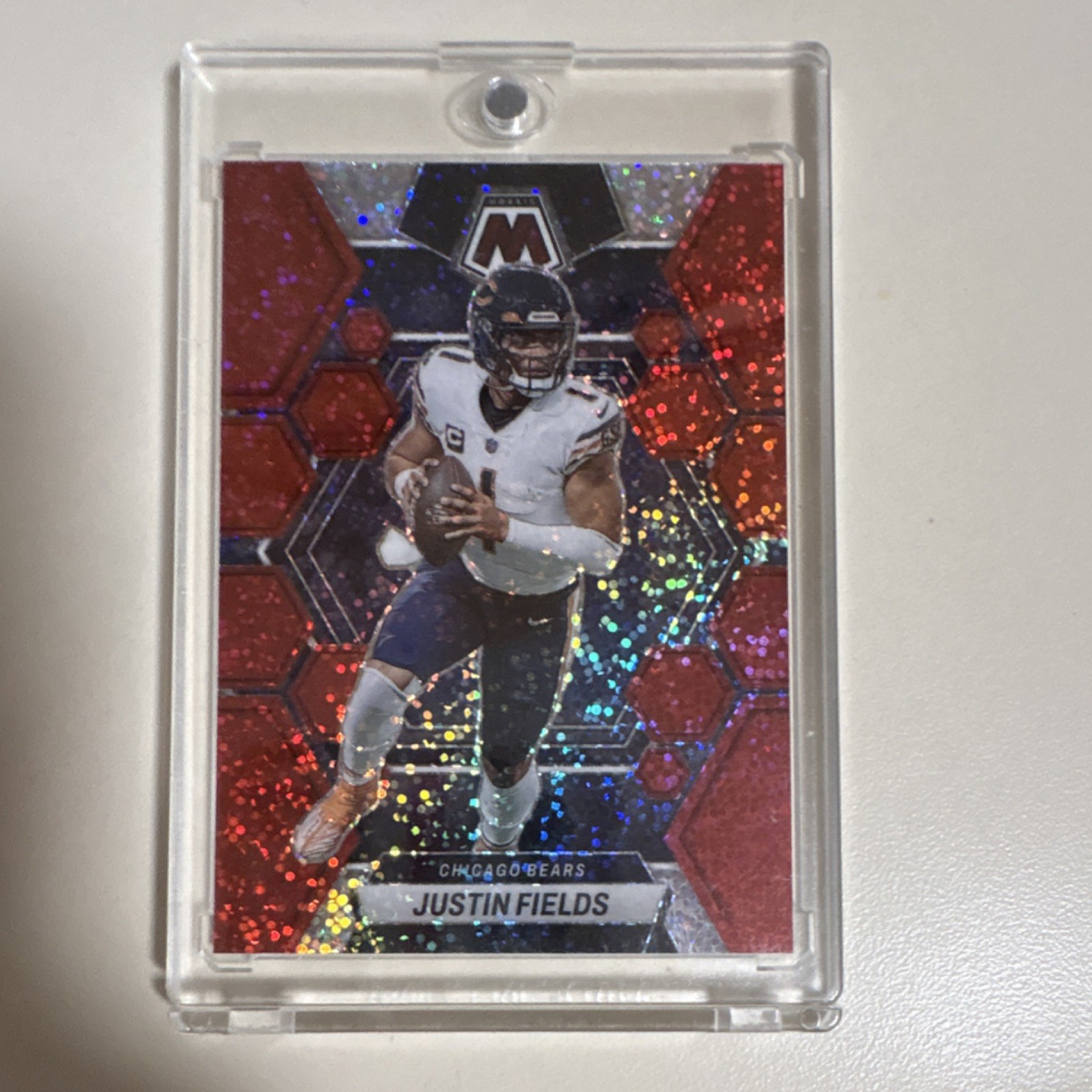 2023 Panini Mosaic Football Justin Fields Red Mosaic Prizm #33 Bears
