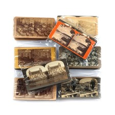 14 Antique Stereoview Cards Lot - Original Mixed 1860s-1930s Historical Photos