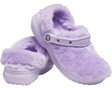 Crocs Classic Fur Sure Furry Fuzzy Lilac Purple Ballerina Clogs Slip On Women 11