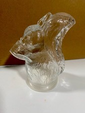Vintage Squirrel Sculpture Clear Glass Nut Container Sugar/Candy Dispenser 5&rdquo;