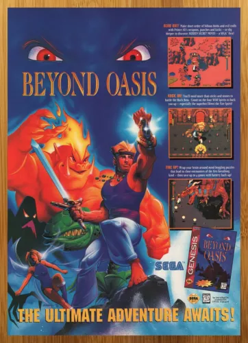 1995 Beyond Oasis Sega Genesis Vintage Print Ad/Poster Video Game Promo Art 90s