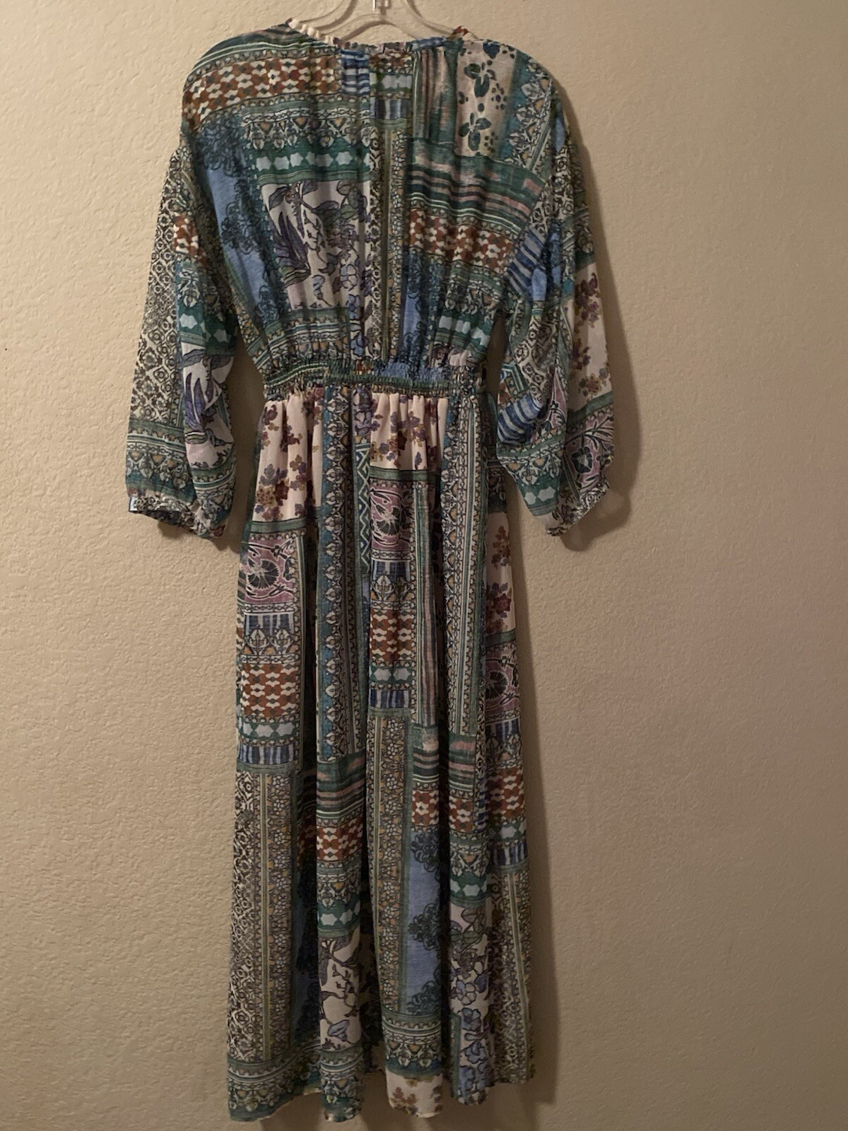 Zara Green Printed Patchwork MIDI Chiffon Dress W… - image 9