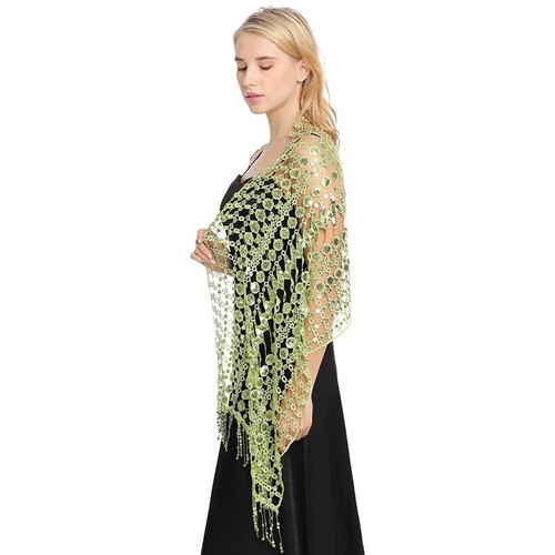 Women Tassel Sequins Shawl for Evening Dress Cheongsam Shawl Wedding Party Shawl - Picture 14 of 29