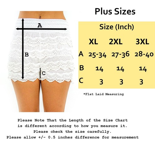 Crochet Tiered Mini Lace Short Skirt Shorts Cotton Super Cute Under Safety Pants - Picture 4 of 4