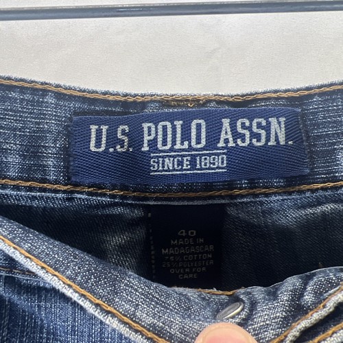 US Polo Assn Vintage Medium Wash Blue Carpenter Denim Jean Shorts Men's Size 40 - Picture 10 of 21