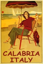 Summer Travel Calabria Italy Beach Sailing Dancing Vintage Poster Repro FREE S/H