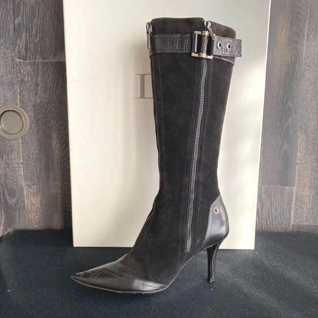 Bottes longues John Galliano époque Christian Dior design fermeture éclair vol noir 22,5 cm 2501 M