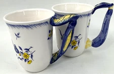 Spode Imperial Garden Coffee Tea Mug Cups Floral Vegetable Handles, Ret. Set 2