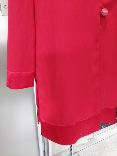 NEW K 10 S red crepe look satin feel trim split side evening coat jacket - Picture 6 of 9