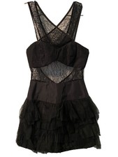 BCBG MAX AZRIA Little Black Dress Lace Short Mini Juniors Size 0