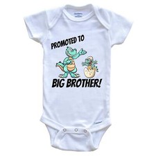 Promoted To Big Brother New Baby Announcement Dinosaur Baby Bodysuit