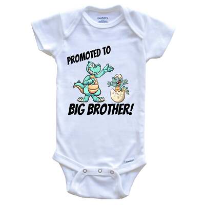 Promoted To Big Brother New Baby Announcement Dinosaur Baby Bodysuit