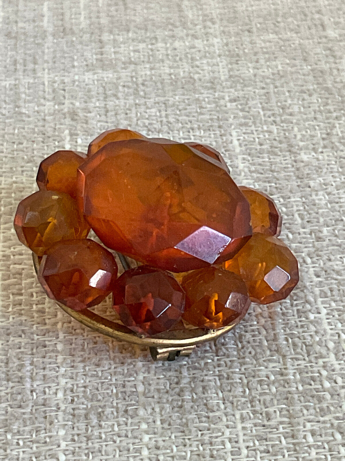 Antique Victorian Baltic  Amber Faceted  Pin Broo… - image 3