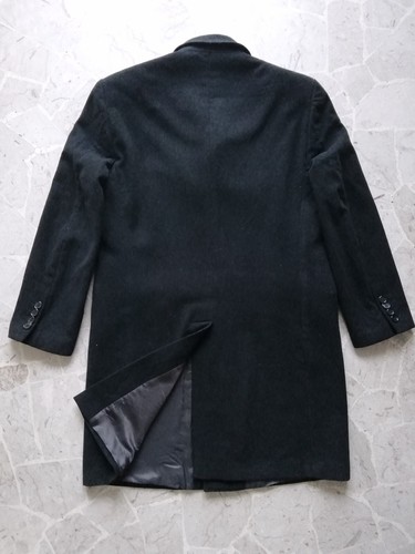 Cappotto lungo uomo XL / 54 IT 100% lana vergine classico nero Trendy - Foto 14 di 22