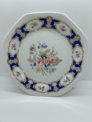 Beautiful Depos plate T. Limoges, made in Italy, blue/gold floral