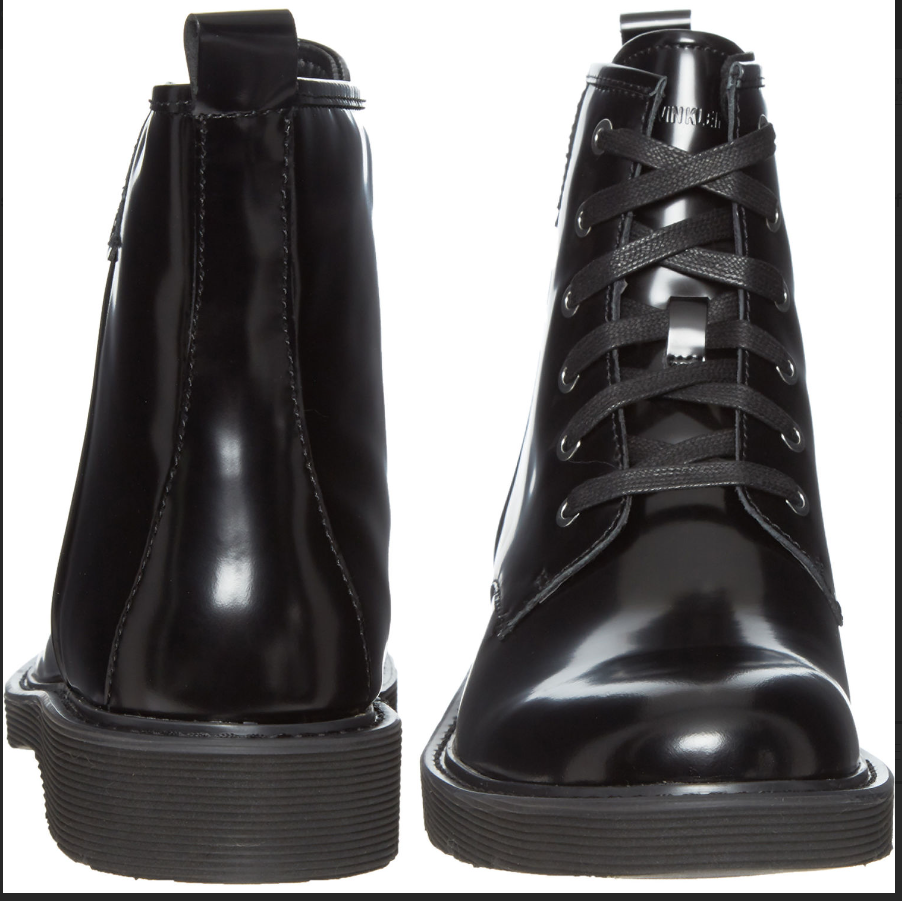 CALVIN KLEIN Black Leather Anselm Ankle Manmade GENUINE Designer Boots £170