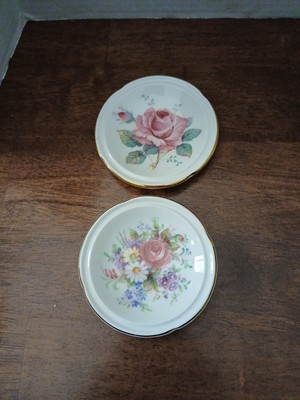 Paragon England Pink Rose Floral 3 1/2'' Vintage Trinket Dishes Qty 2