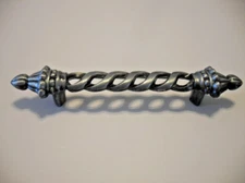 Vintage Nos Drawer Pull Silver/Pewter & Black Barber Pole Shape Cabinet Handle