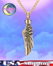 New Angel Wings Urn Cremation Pendant Ash Holder Memorial Necklace