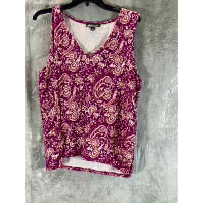 INC International Concepts Women's Batik Scene Printed V-Neck Tank Top SZ 2XL