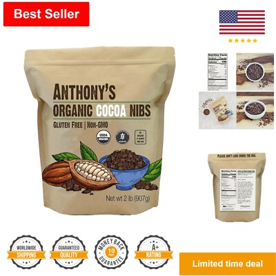 Organic Cacao Cocoa Nibs - Gluten Free - 2 lb - Antioxidant Flavonoids