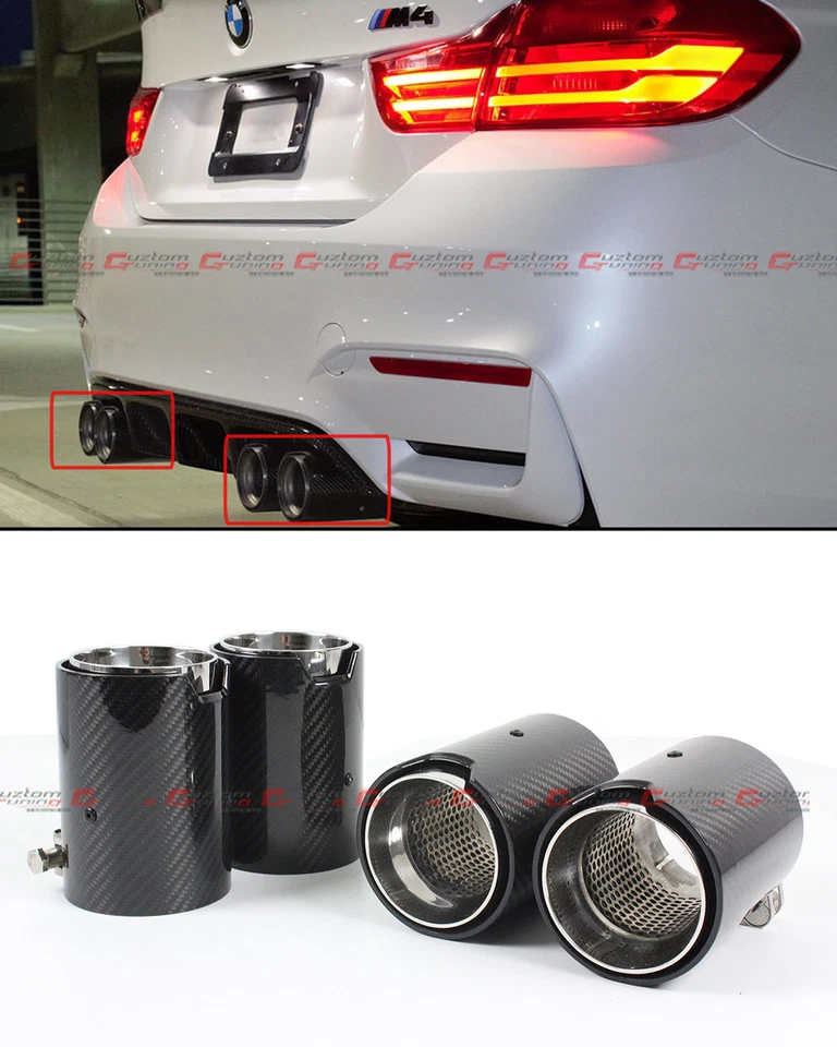 PARA BMW M2 M3 M4 2015-2019 FIBRA DE CARBONO ACERO INOXIDABLE PUNTA DE ESCAPE ACABADO TUBO X 4 Foto 2 de 4