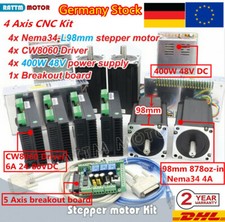 〖FR〗 4 Axis CNC Controller Kit Nema34 Stepper Motor 878oz-in 98mm&CW8060 Drivers