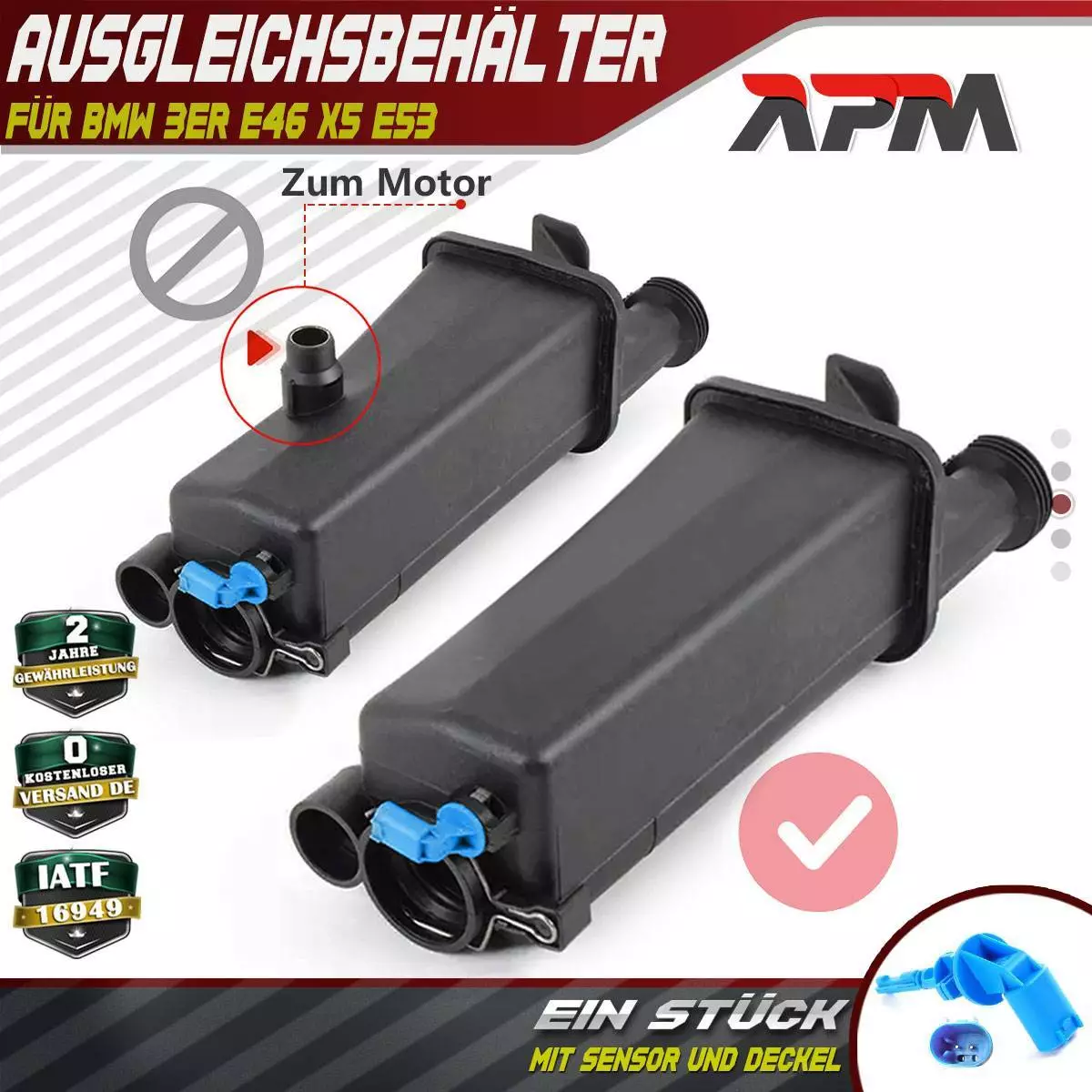 Ausgleichsbehälter Kühlmittel für BMW 3er E46 X5 E53 mit Sensor 