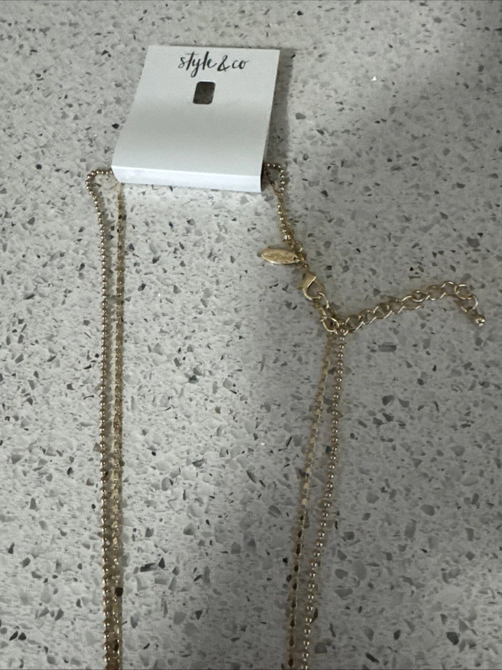 Collar Style & Co Tono Dorado Doble Capa Extra Largo $29.50 Nuevo con Etiquetas Foto 4 de 4