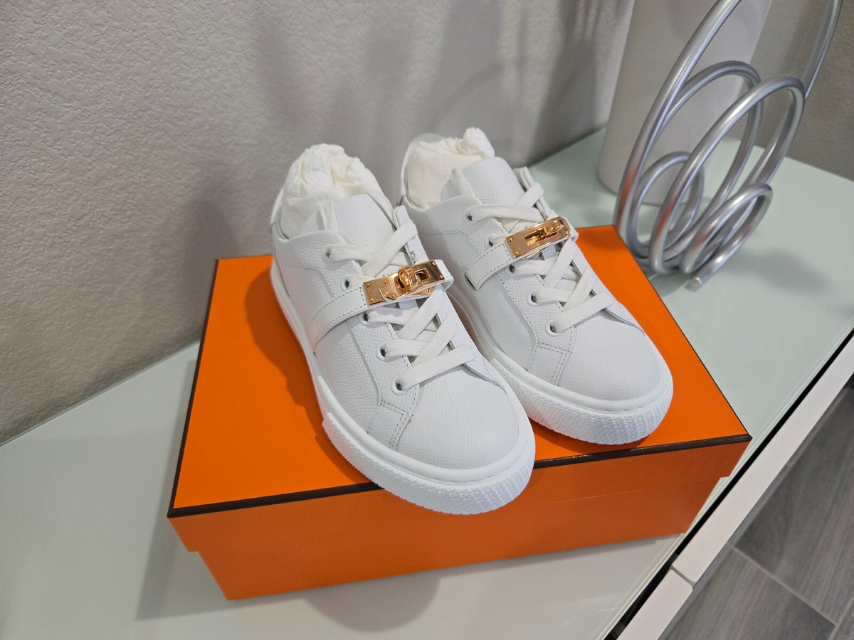 New Hermes Day Sneakers in White Size 4 US (34 EU) with Rose Gold