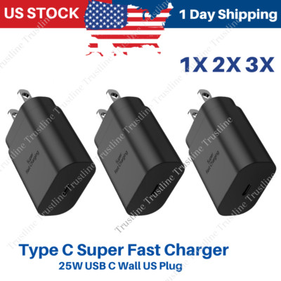 25W USB Type C PD Super Fast Charger Adapter US Cube For Samsung iPhone iPad Lot